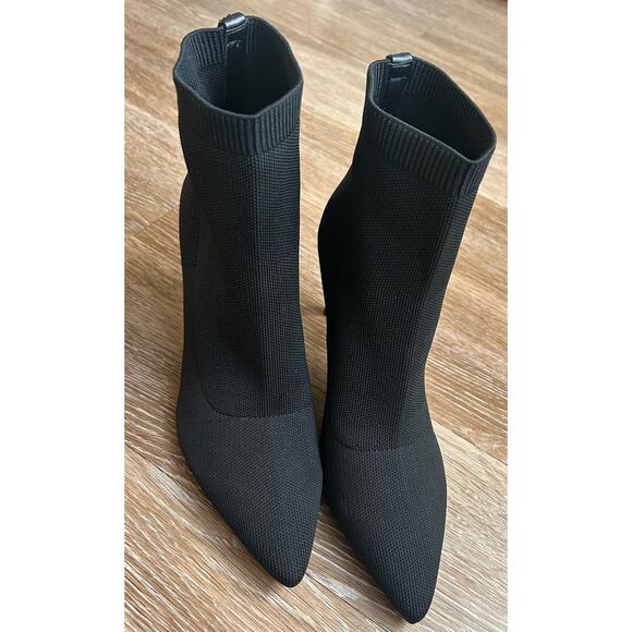 Calvin Klein Gabby Sock‎ Knit Heel Pointy Toe Boots Booties Size 10 Black - Picture 4 of 7